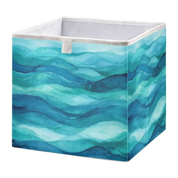 Cabinet Storage Basket 15.75x10.63x6.96 Inches Storage Box Foldable, Storable and Easy to Assemble ,Open Home Storage Bins ,Closet Storage Bins Beautiful Green Sea