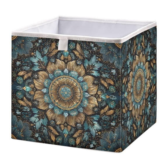Cabinet Storage Basket 15.75x10.63x6.96 Inches Storage Box Foldable, Storable and Easy to Assemble ，Open Home Storage Bins ，Closet Storage Bins Beautiful Green Pattern