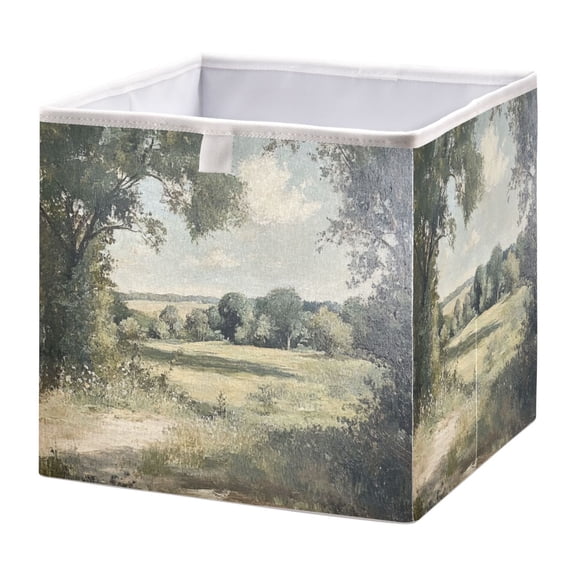 Cabinet Storage Basket 15.75x10.63x6.96 Inches Storage Box Foldable, Storable and Easy to Assemble ,Open Home Storage Bins ,Closet Storage Bins Beautiful Grey Woods