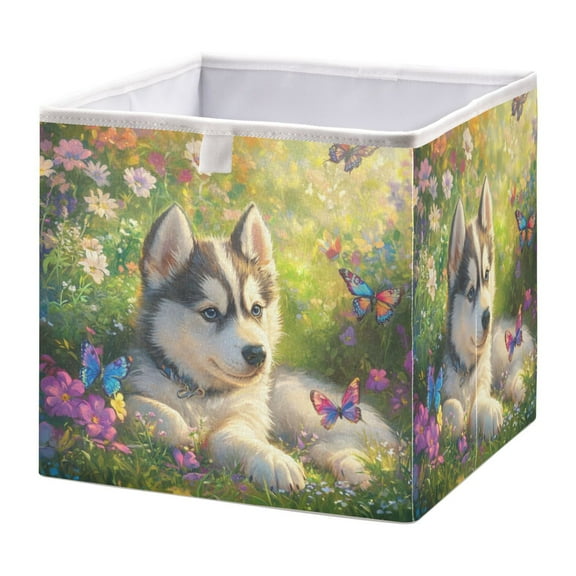 Cabinet Storage Basket 15.75x10.63x6.96 Inches Storage Box Foldable, Storable and Easy to Assemble ，Open Home Storage Bins ，Closet Storage Bins Beautiful Husky
