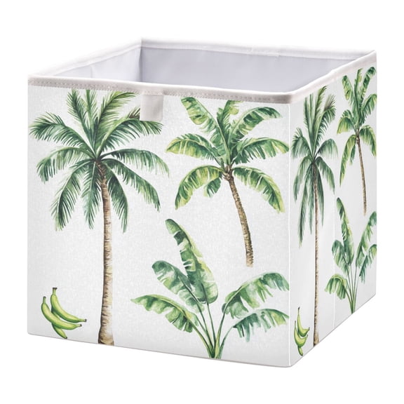Cabinet Storage Basket 15.75x10.63x6.96 Inches Storage Box Foldable, Storable and Easy to Assemble ,Open Home Storage Bins ,Closet Storage Bins Beautiful Palm Trees