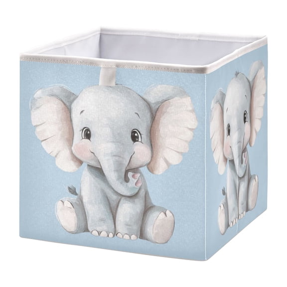 Cabinet Storage Basket 15.75x10.63x6.96 Inches Storage Box Foldable, Storable and Easy to Assemble ,Open Home Storage Bins ,Closet Storage Bins Big Ears Cute Elephant