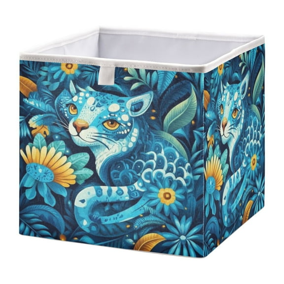 Cabinet Storage Basket 15.75x10.63x6.96 Inches Storage Box Foldable, Storable and Easy to Assemble ，Open Home Storage Bins ，Closet Storage Bins Blue Bobcat