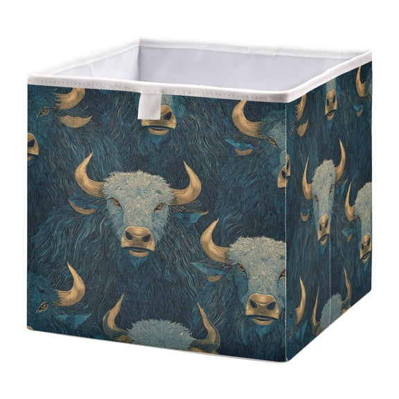 Cabinet Storage Basket 15.75x10.63x6.96 Inches Storage Box Foldable, Storable and Easy to Assemble ,Open Home Storage Bins ,Closet Storage Bins Blue Bull Seamless