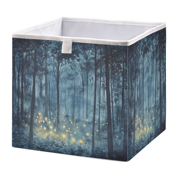 Cabinet Storage Basket 15.75x10.63x6.96 Inches Storage Box Foldable, Storable and Easy to Assemble ，Open Home Storage Bins ，Closet Storage Bins Blue Firefly Forest