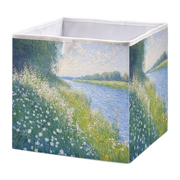 Cabinet Storage Basket 15.75x10.63x6.96 Inches Storage Box Foldable, Storable and Easy to Assemble ,Open Home Storage Bins ,Closet Storage Bins Blue Lake