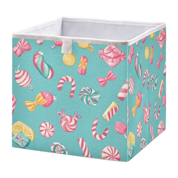Cabinet Storage Basket 15.75x10.63x6.96 Inches Storage Box Foldable, Storable and Easy to Assemble ，Open Home Storage Bins ，Closet Storage Bins Candy Cute Cartoon