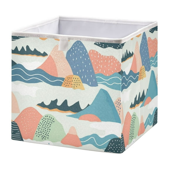 Cabinet Storage Basket 15.75x10.63x6.96 Inches Storage Box Foldable, Storable and Easy to Assemble ,Open Home Storage Bins ,Closet Storage Bins Cartoon Color Hill