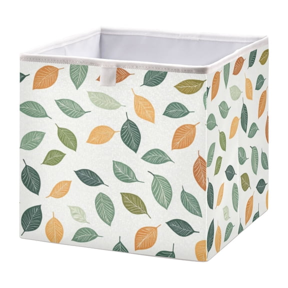 Cabinet Storage Basket 15.75x10.63x6.96 Inches Storage Box Foldable, Storable and Easy to Assemble ，Open Home Storage Bins ，Closet Storage Bins Cartoon Cute Green Leaves Seamless