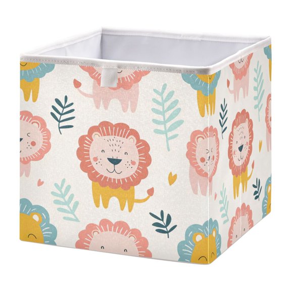 Cabinet Storage Basket 15.75x10.63x6.96 Inches Storage Box Foldable, Storable and Easy to Assemble ，Open Home Storage Bins ，Closet Storage Bins Cartoon Lion