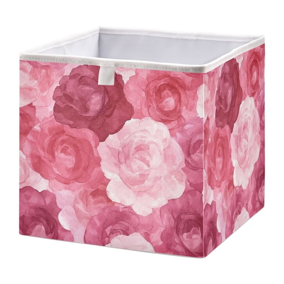 Cabinet Storage Basket 15.75x10.63x6.96 Inches Storage Box Foldable, Storable and Easy to Assemble ，Open Home Storage Bins ，Closet Storage Bins Charming Beige Roses Seamless