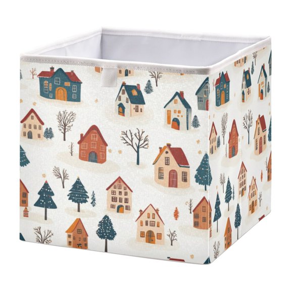 Cabinet Storage Basket 15.75x10.63x6.96 Inches Storage Box Foldable, Storable and Easy to Assemble ，Open Home Storage Bins ，Closet Storage Bins Christmas Tree and House