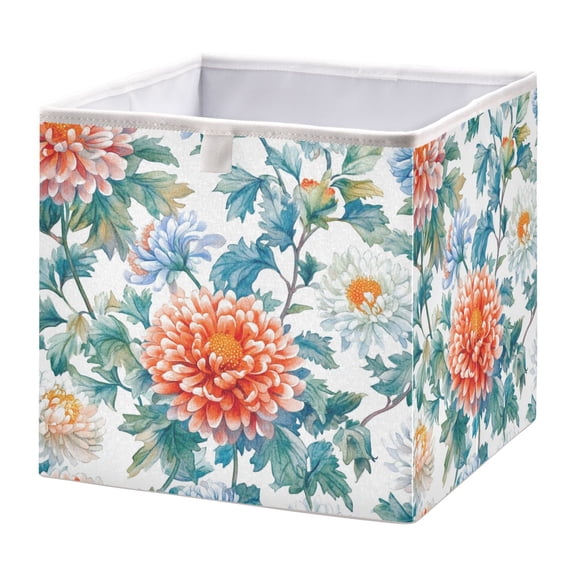 Cabinet Storage Basket 15.75x10.63x6.96 Inches Storage Box Foldable, Storable and Easy to Assemble ，Open Home Storage Bins ，Closet Storage Bins Chrysanthemums Maroon
