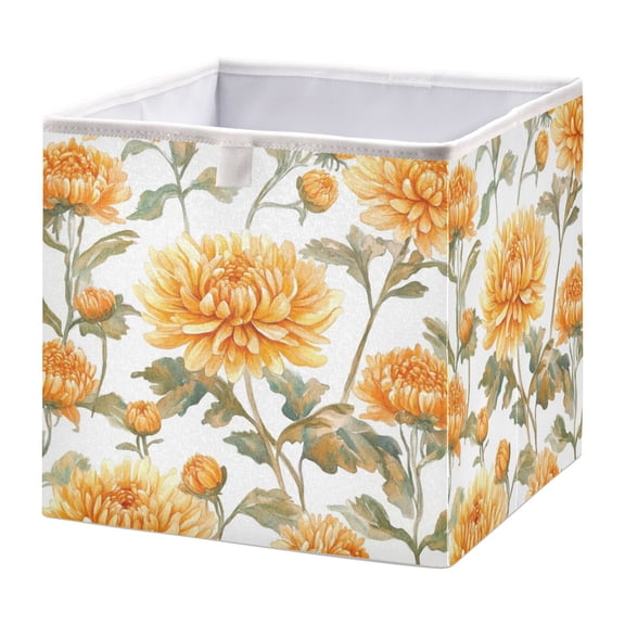 Cabinet Storage Basket 15.75x10.63x6.96 Inches Storage Box Foldable, Storable and Easy to Assemble ，Open Home Storage Bins ，Closet Storage Bins Chrysanthemums Yellow