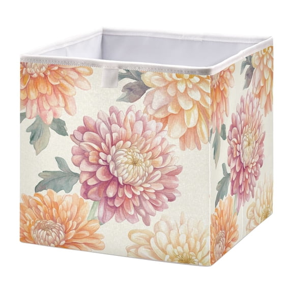 Cabinet Storage Basket 15.75x10.63x6.96 Inches Storage Box Foldable, Storable and Easy to Assemble ，Open Home Storage Bins ，Closet Storage Bins Chrysanthemums Brown