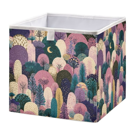 Cabinet Storage Basket 15.75x10.63x6.96 Inches Storage Box Foldable, Storable and Easy to Assemble ，Open Home Storage Bins ，Closet Storage Bins Colorful Little Tree