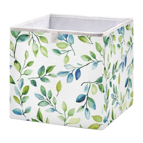 Cabinet Storage Basket 15.75x10.63x6.96 Inches Storage Box Foldable, Storable and Easy to Assemble ，Open Home Storage Bins ，Closet Storage Bins Cool Beautiful Green Leaves