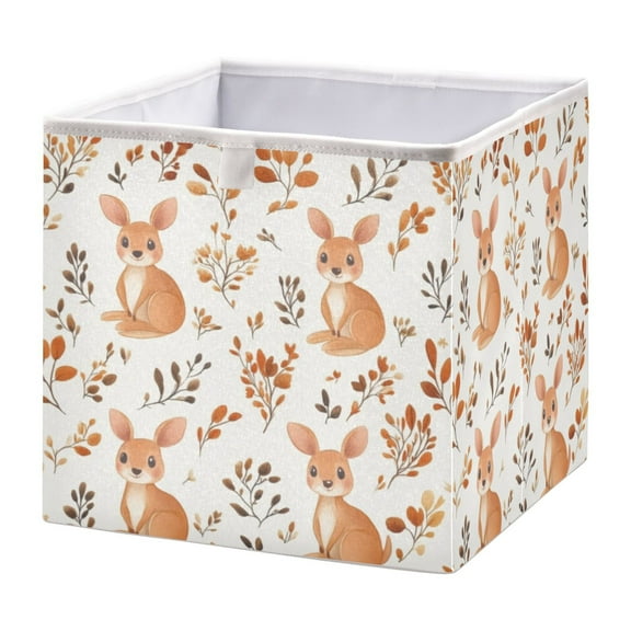 Cabinet Storage Basket 15.75x10.63x6.96 Inches Storage Box Foldable, Storable and Easy to Assemble ，Open Home Storage Bins ，Closet Storage Bins Cute Cartoon Kangaroo