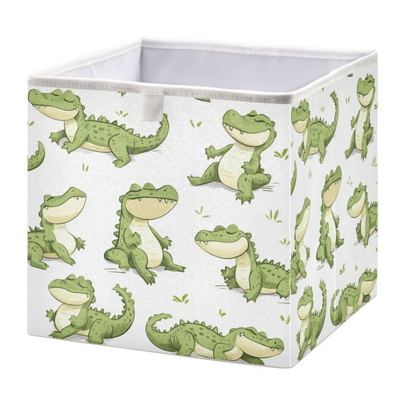 Cabinet Storage Basket 15.75x10.63x6.96 Inches Storage Box Foldable, Storable and Easy to Assemble ,Open Home Storage Bins ,Closet Storage Bins Cute Crocodile