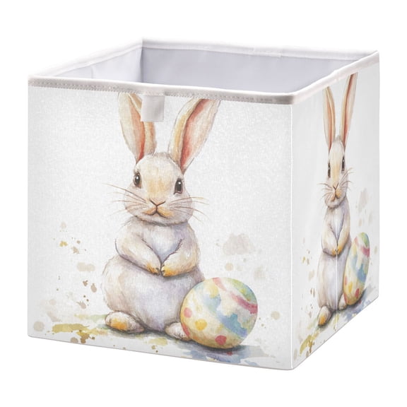 Cabinet Storage Basket 15.75x10.63x6.96 Inches Storage Box Foldable, Storable and Easy to Assemble ，Open Home Storage Bins ，Closet Storage Bins Easter Cartoon Rabbit