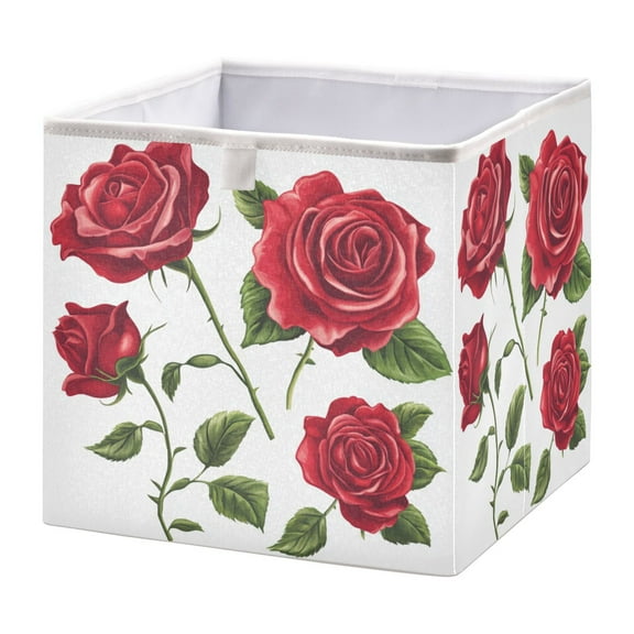 Cabinet Storage Basket 15.75x10.63x6.96 Inches Storage Box Foldable, Storable and Easy to Assemble ,Open Home Storage Bins ,Closet Storage Bins Four Roses