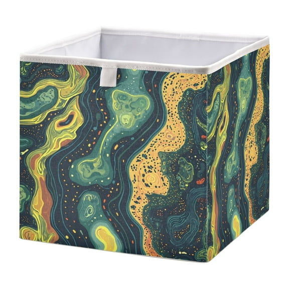 Cabinet Storage Basket 15.75x10.63x6.96 Inches Storage Box Foldable, Storable and Easy to Assemble ，Open Home Storage Bins ，Closet Storage Bins Green River Seamless