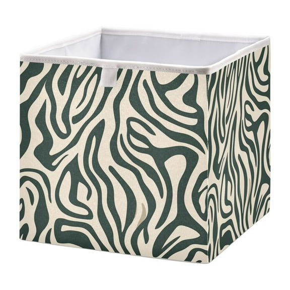 Cabinet Storage Basket 15.75x10.63x6.96 Inches Storage Box Foldable, Storable and Easy to Assemble ，Open Home Storage Bins ，Closet Storage Bins Green Stripe Pattern