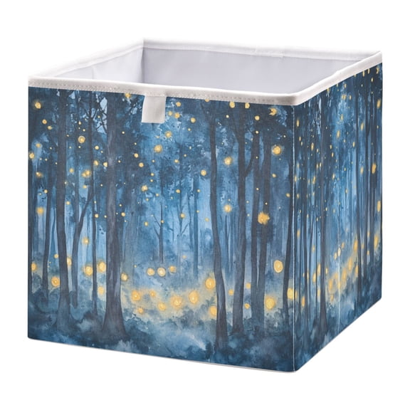 Cabinet Storage Basket 15.75x10.63x6.96 Inches Storage Box Foldable, Storable and Easy to Assemble ，Open Home Storage Bins ，Closet Storage Bins Lovely Firefly Forest
