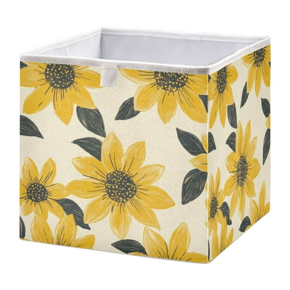 Cabinet Storage Basket 15.75x10.63x6.96 Inches Storage Box Foldable, Storable and Easy to Assemble ,Open Home Storage Bins ,Closet Storage Bins Lovely Yellow Chrysanthemums