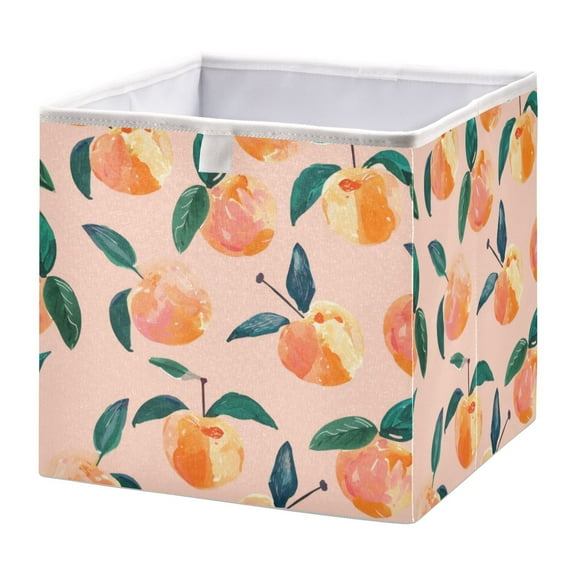 Cabinet Storage Basket 15.75x10.63x6.96 Inches Storage Box Foldable, Storable and Easy to Assemble ,Open Home Storage Bins ,Closet Storage Bins Pink Peach