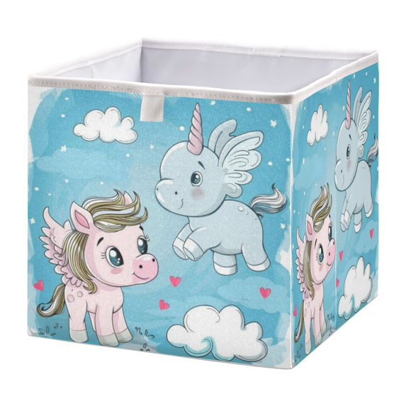 Cabinet Storage Basket 15.75x10.63x6.96 Inches Storage Box Foldable, Storable and Easy to Assemble ,Open Home Storage Bins ,Closet Storage Bins Pink Pegasus and Blue Pegasus