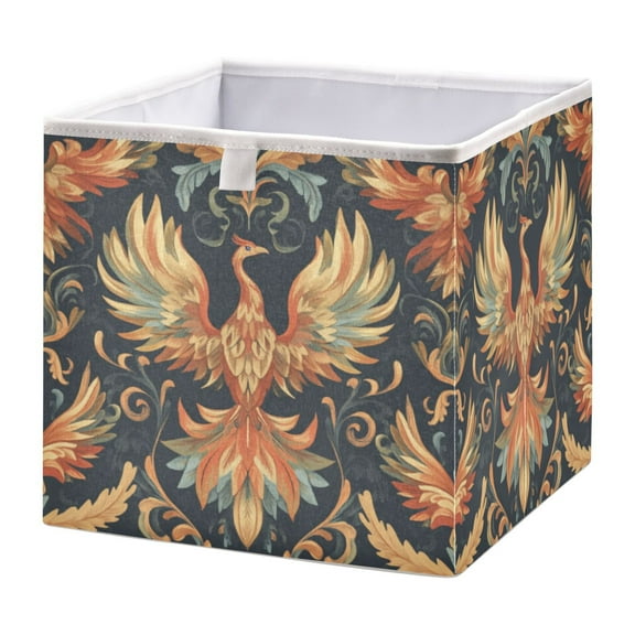 Cabinet Storage Basket 15.75x10.63x6.96 Inches Storage Box Foldable, Storable and Easy to Assemble ,Open Home Storage Bins ,Closet Storage Bins Pretty Phoenix Pattern