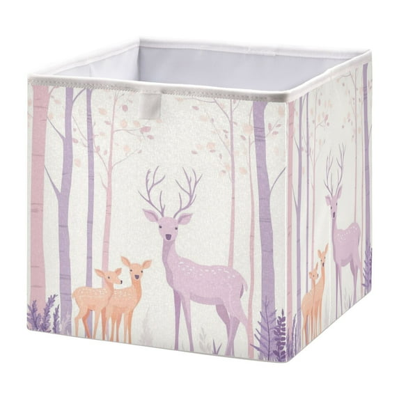 Cabinet Storage Basket 15.75x10.63x6.96 Inches Storage Box Foldable, Storable and Easy to Assemble ,Open Home Storage Bins ,Closet Storage Bins Purple Beautiful Deer