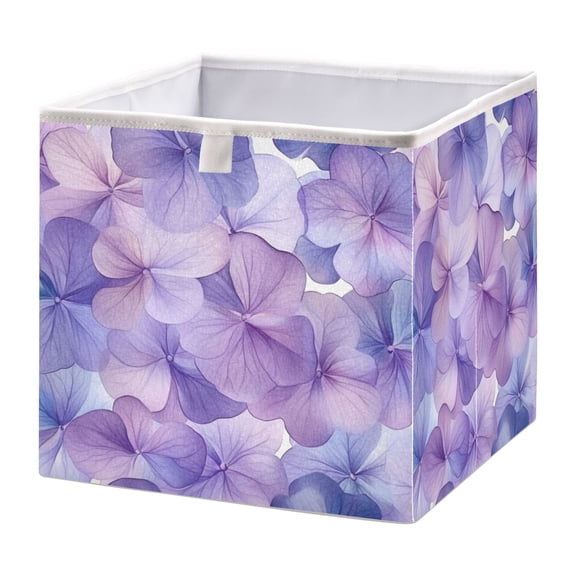 Cabinet Storage Basket 15.75x10.63x6.96 Inches Storage Box Foldable, Storable and Easy to Assemble ，Open Home Storage Bins ，Closet Storage Bins Purple Hydrangea