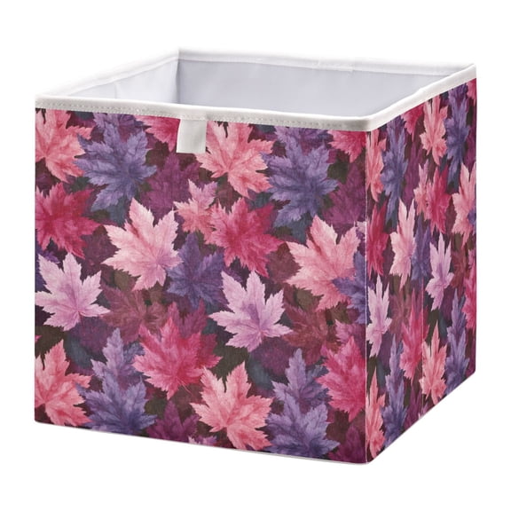 Cabinet Storage Basket 15.75x10.63x6.96 Inches Storage Box Foldable, Storable and Easy to Assemble ,Open Home Storage Bins ,Closet Storage Bins Purple Maple Leaves