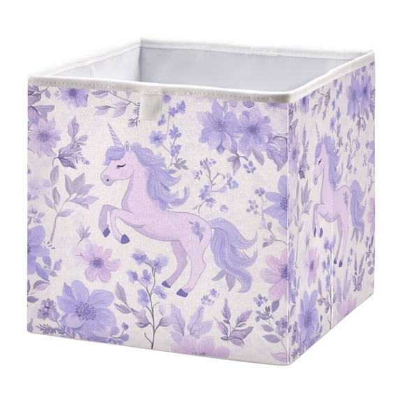 Cabinet Storage Basket 15.75x10.63x6.96 Inches Storage Box Foldable, Storable and Easy to Assemble ，Open Home Storage Bins ，Closet Storage Bins Super Beautiful Purple Unicorn