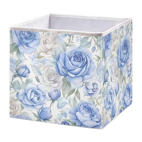 Cabinet Storage Basket 15.75x10.63x6.96 Inches Storage Box Foldable, Storable and Easy to Assemble ，Open Home Storage Bins ，Closet Storage Bins Super Beautiful Blue Roses
