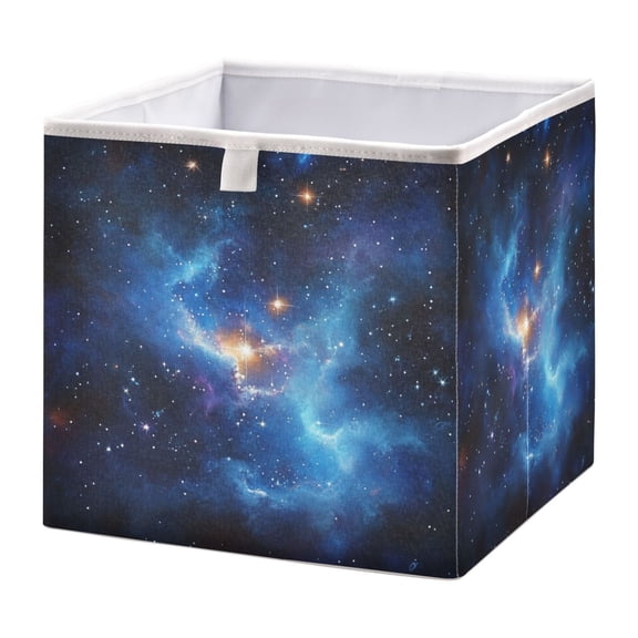 Cabinet Storage Basket 15.75x10.63x6.96 Inches Storage Box Foldable, Storable and Easy to Assemble ,Open Home Storage Bins ,Closet Storage Bins Super Cool Blue Star