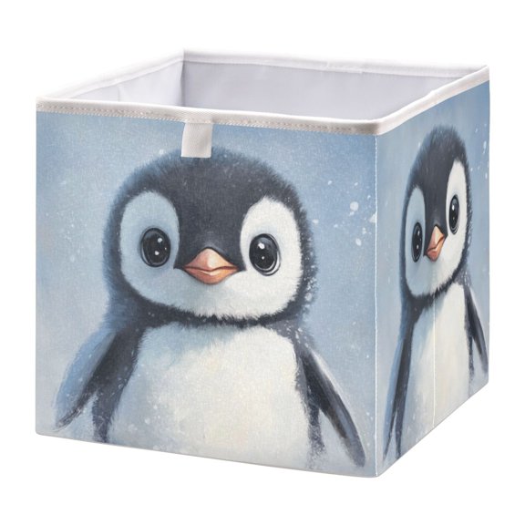 Cabinet Storage Basket 15.75x10.63x6.96 Inches Storage Box Foldable, Storable and Easy to Assemble ,Open Home Storage Bins ,Closet Storage Bins Super Cute Penguin