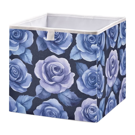 Cabinet Storage Basket 15.75x10.63x6.96 Inches Storage Box Foldable, Storable and Easy to Assemble ,Open Home Storage Bins ,Closet Storage Bins Teal Roses Seamless