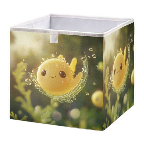 Cabinet Storage Basket 15.75x10.63x6.96 Inches Storage Box Foldable, Storable and Easy to Assemble ,Open Home Storage Bins ,Closet Storage Bins Yellow Ball