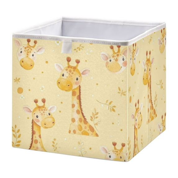 Cabinet Storage Basket 15.75x10.63x6.96 Inches Storage Box Foldable, Storable and Easy to Assemble ,Open Home Storage Bins ,Closet Storage Bins Yellow Cartoon Giraffe
