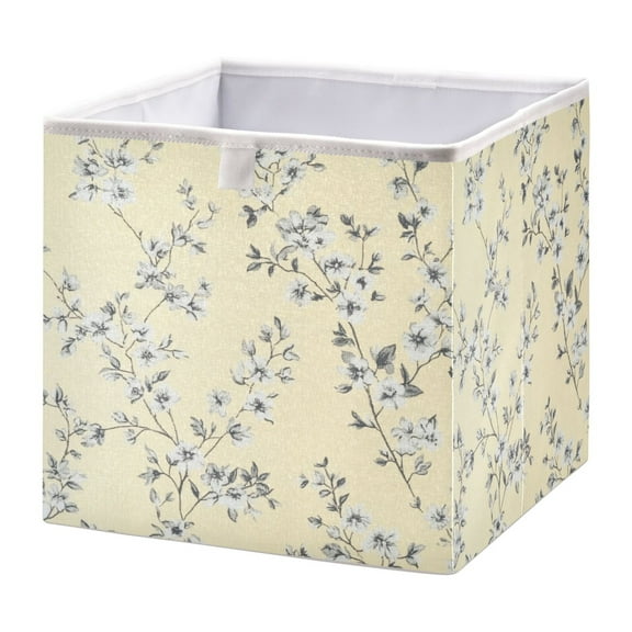 Cabinet Storage Basket 15.75x10.63x6.96 Inches Storage Box Foldable, Storable and Easy to Assemble ,Open Home Storage Bins ,Closet Storage Bins Yellow Cloth Flowers