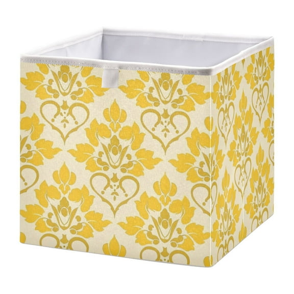 Cabinet Storage Basket 15.75x10.63x6.96 Inches Storage Box Foldable, Storable and Easy to Assemble ，Open Home Storage Bins ，Closet Storage Bins Yellow Pattern