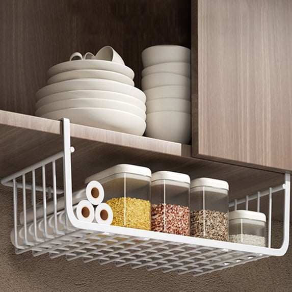 Under Cabinet Storage Organizer, desk Organizer Shelf, Wire Shelf Organizer, Storage Organizer, Under The desk Storage, White Medium, 12X6 in, 1 Pc, Under Shelf Basket,