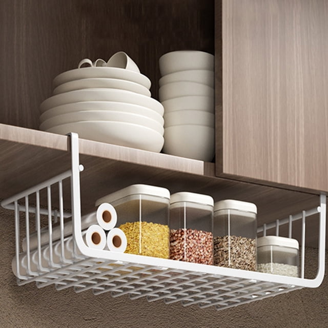Under Cabinet Storage Organizer, desk Organizer Shelf, Wire Shelf Organizer, Storage Organizer, Under The desk Storage, White Medium, 12X6 in, 1 Pc, Under Shelf Basket,