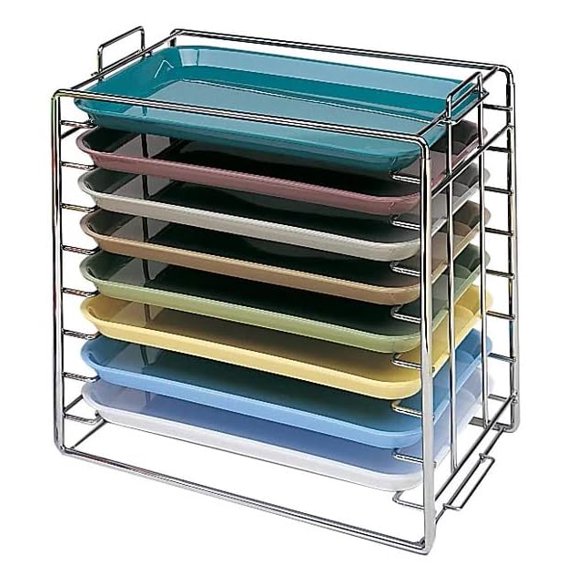 Cabinet Tray Rack for 8 Trays & Lids, Size B Steel Tray and Lid Storage Holder Dispenser 17.2" x 14.2" x 9.3"