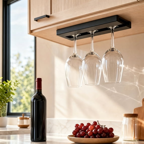 Under Cabinet Wine Glass Rack, Wall Mounted Wine Glass Holder for ...