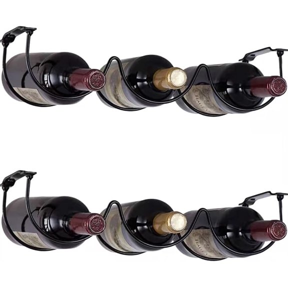 Under Cabinet Wine Rack, Organization and Storge Rack for Bottles, Under Cabinet Organizer for Liquor Bottle, Decor Kitchen Wall Mounted Wine Bottle Holder,Metal Black