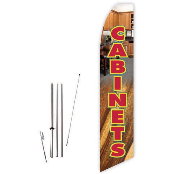 Cabinets Brown Super Novo Feather Flag - Complete with 15ft Pole Set and Ground Spike